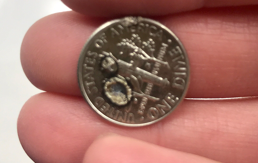 Burnt dime, 2019. © Shelly Arroyo