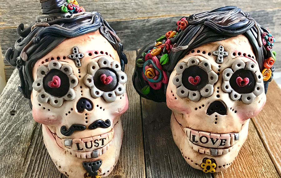 Polymer Clay Sugar Skulls, © Shelly Arroyo.