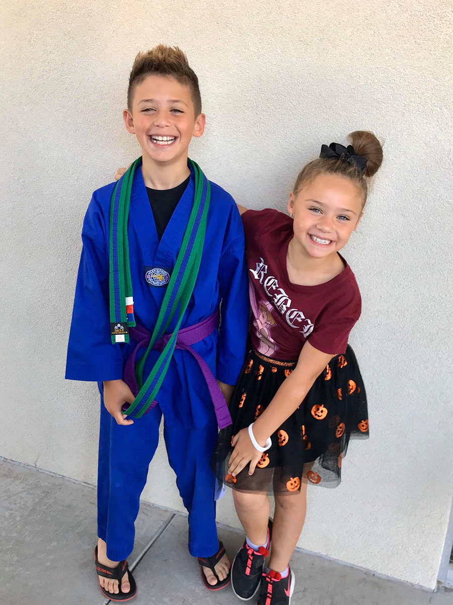 Max and Mya, taekwondo, 2020. © Shelly Arroyo