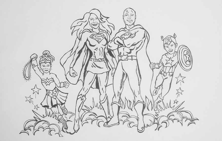 Super Family Sketch, 2018. © Shelly Arroyo